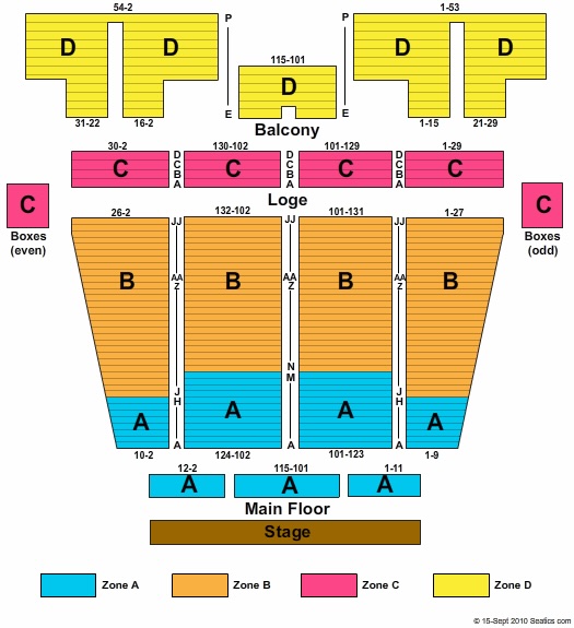 Stranahan Theater & Great Hall Seating Chart